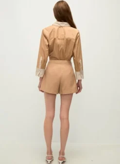 Maia Top Double Collar Khaki