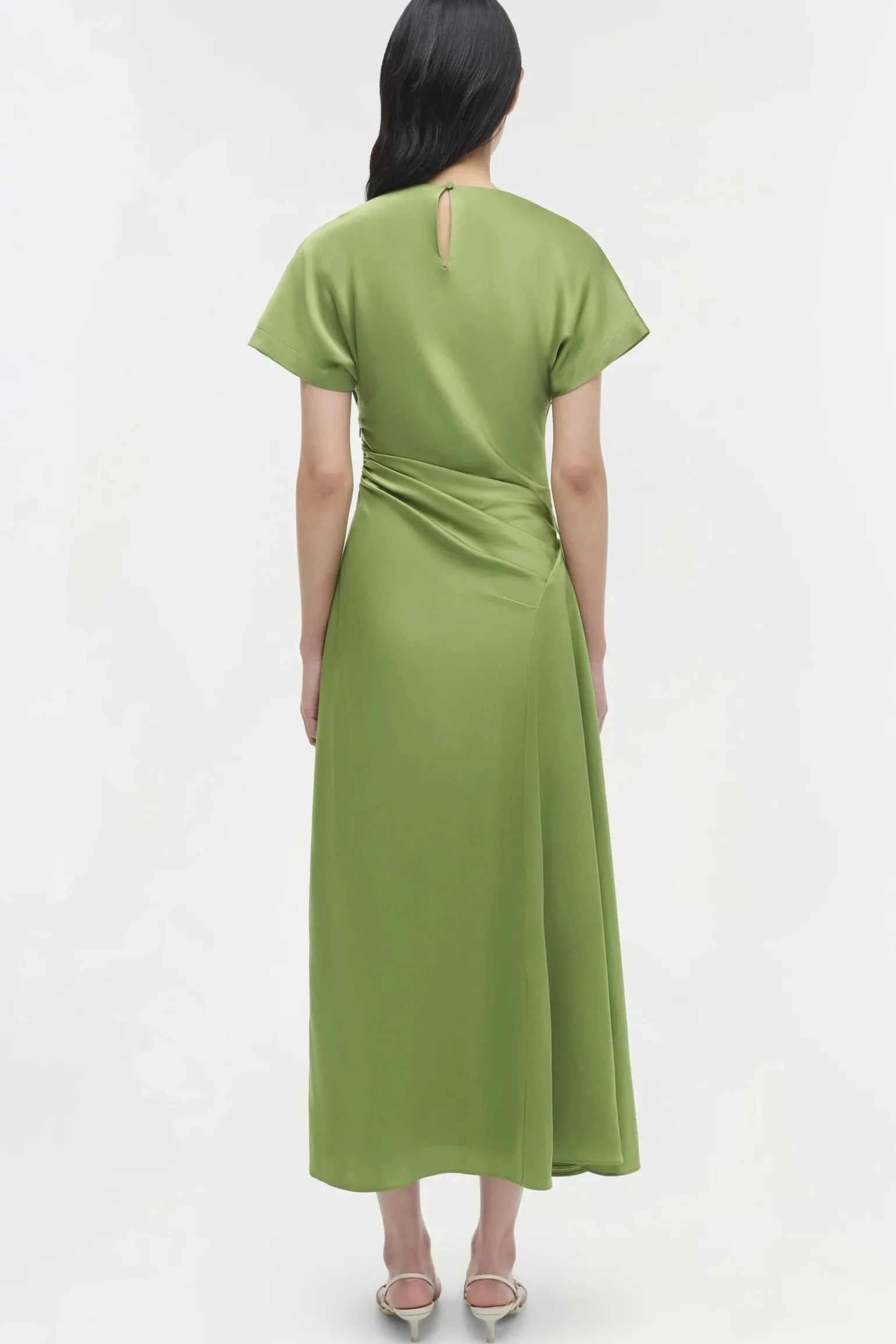 Marabella Satin Midi Dress Deep Peridot