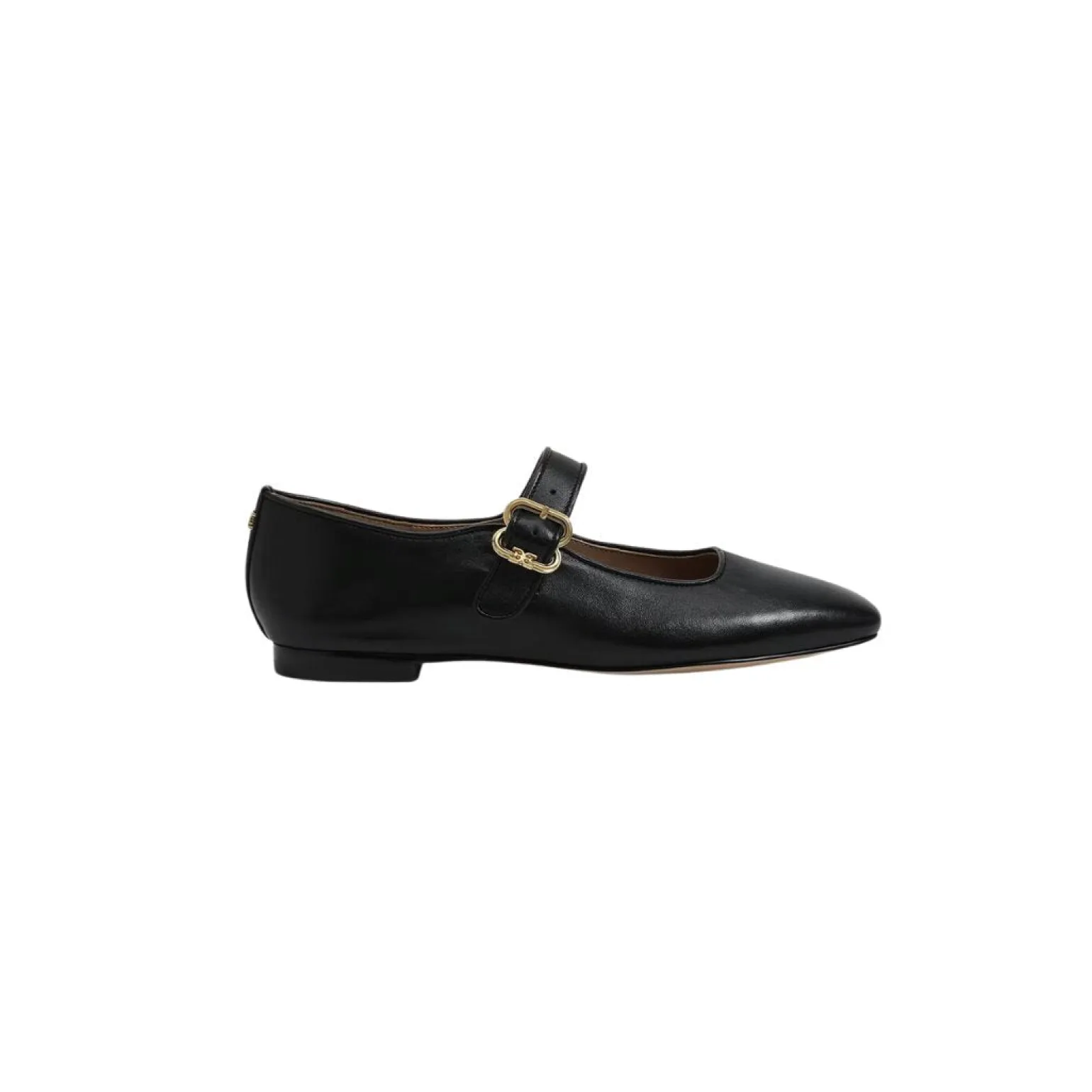 Michaela Mary Jane Flat Black Leather