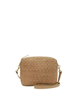 Midi Sac Leather & Suede Woven Checker Clay