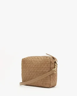 Midi Sac Leather & Suede Woven Checker Clay