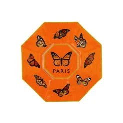 Monarchs Orange Decoupage Glass Plate