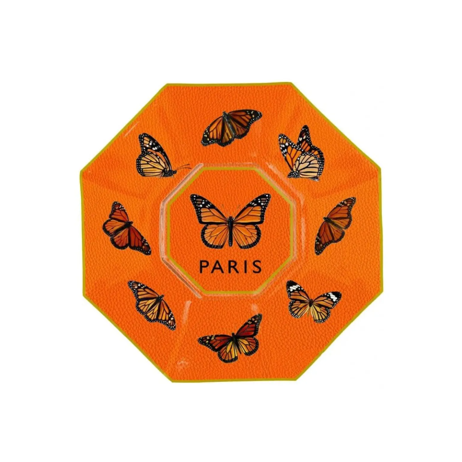 Monarchs Orange Decoupage Glass Plate
