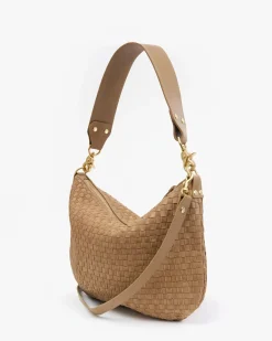 Moyen Messenger Leather & Suede Woven Checker Clay