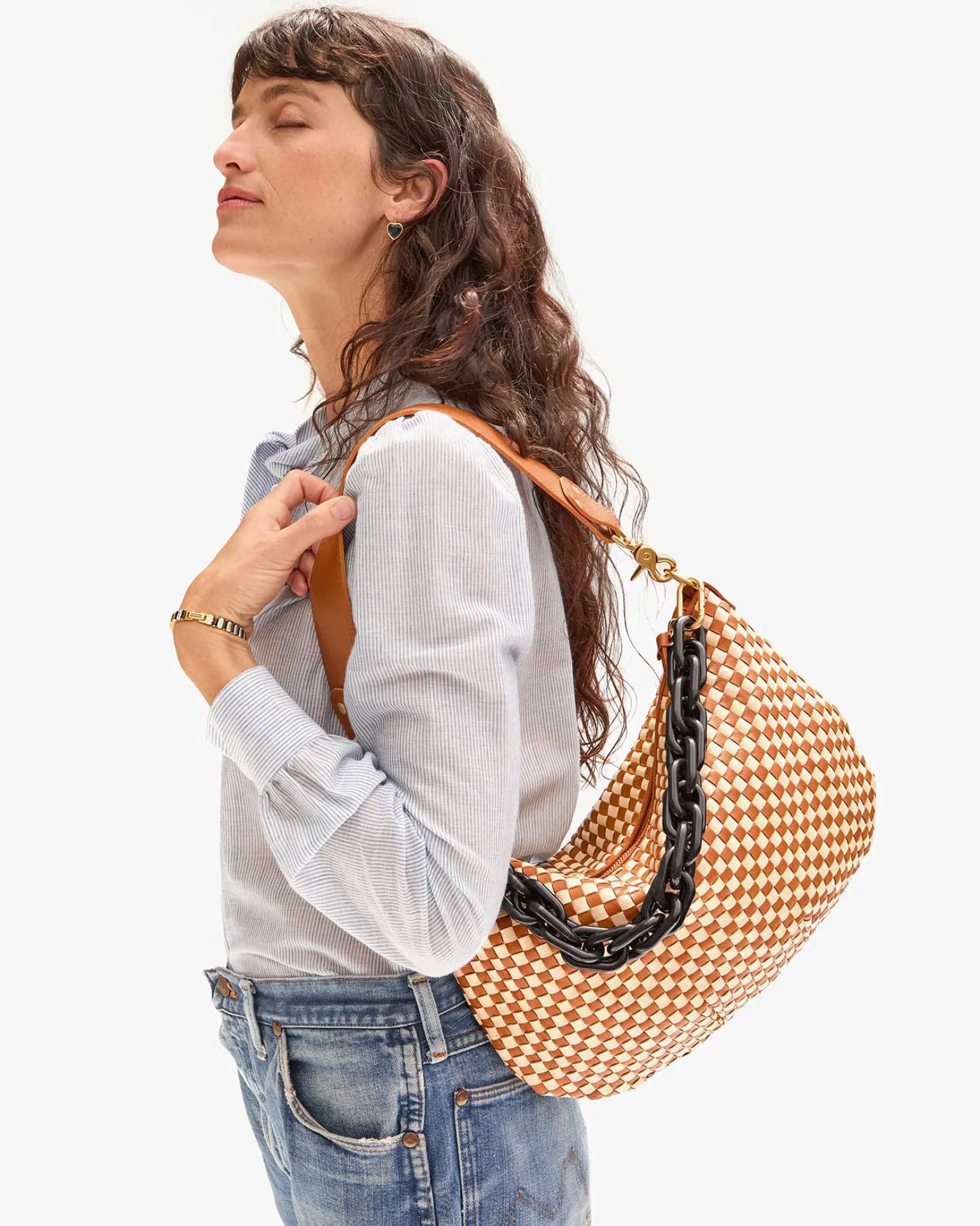 Moyen Messenger Woven Checker Natural/Cream