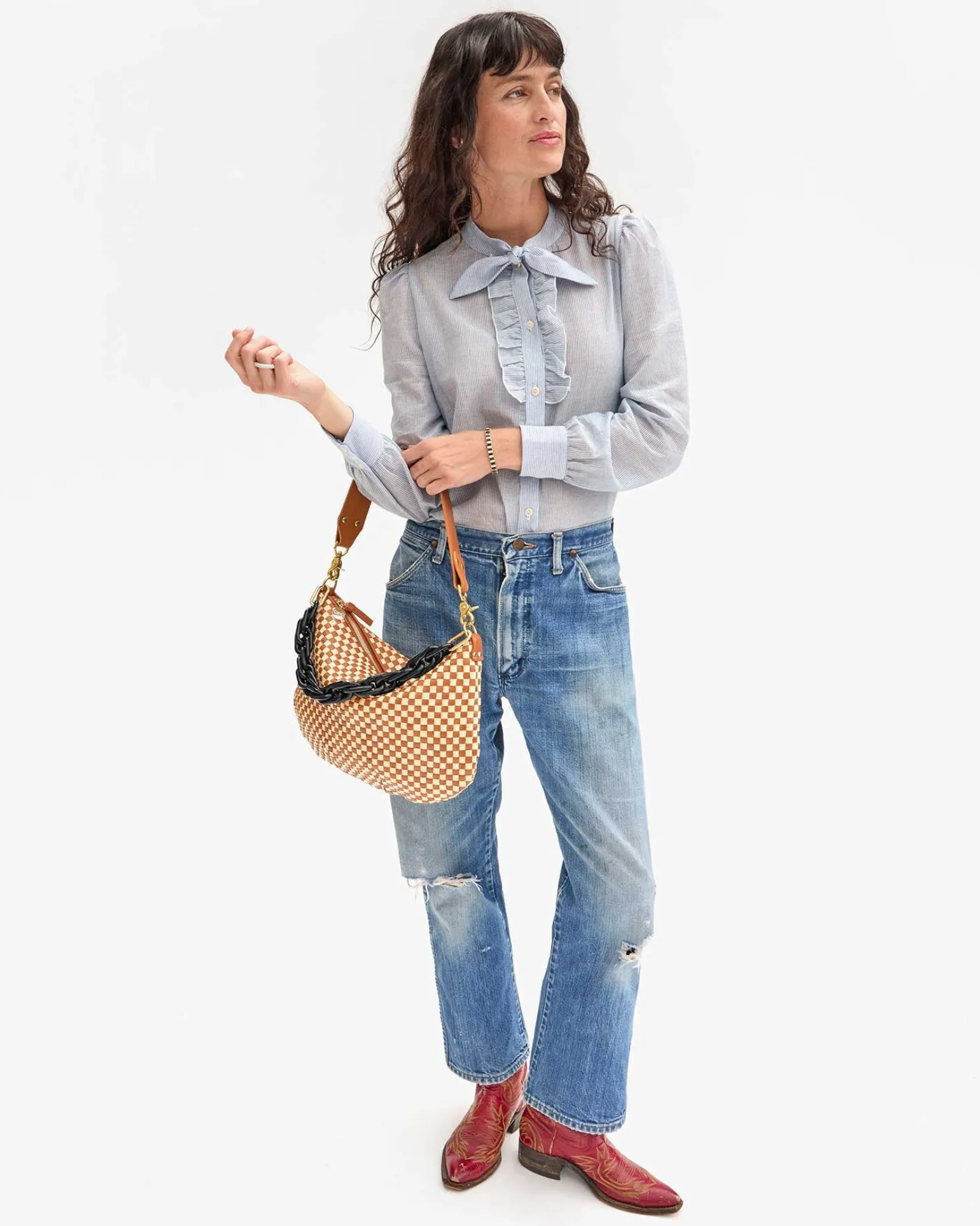 Moyen Messenger Woven Checker Natural/Cream