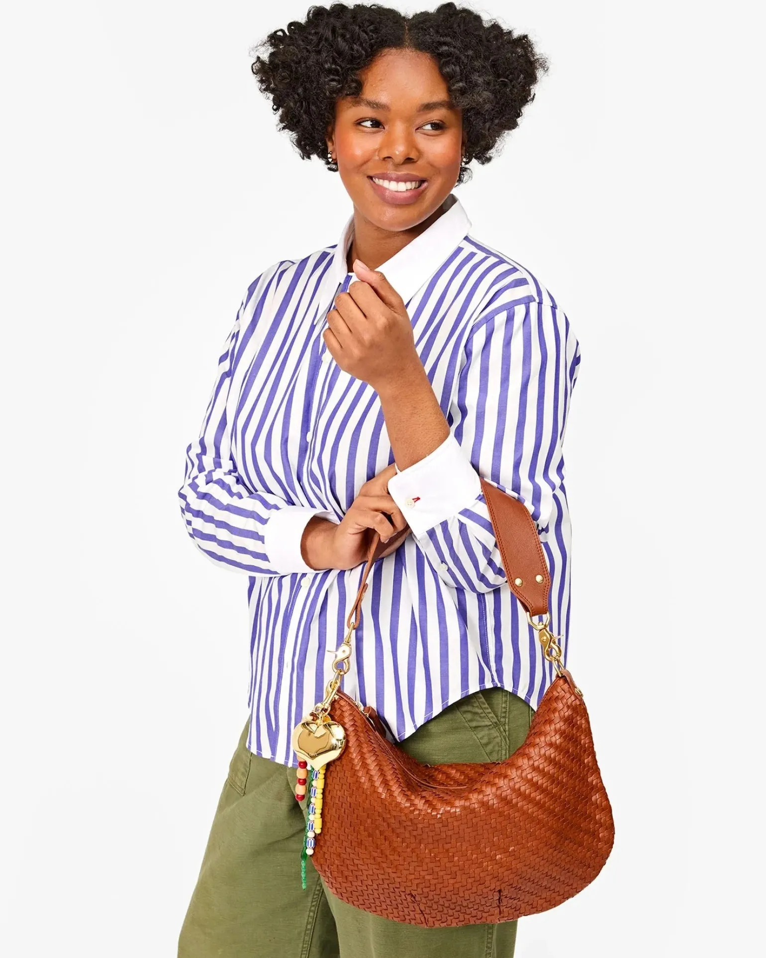 Moyen Messenger Woven Zig Zag Hazelnut