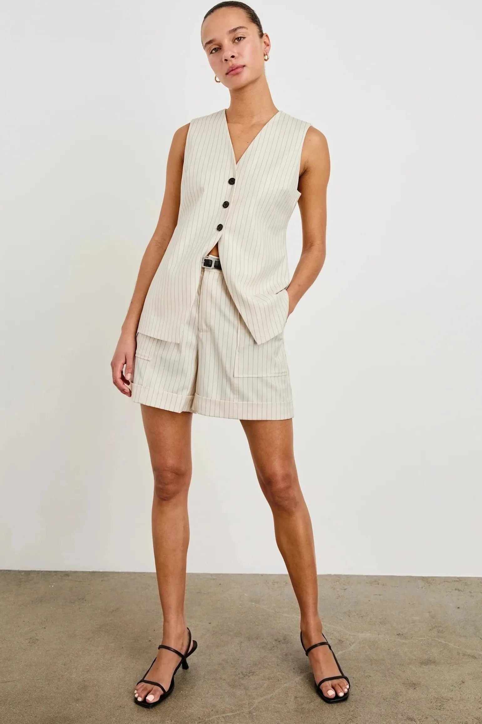 Mylah Vest Birch Pinstripe