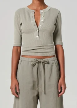 Nali Short Sleeve Henley Flora