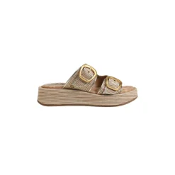 Nerissa Platform Slide Sandal Sunny Gold Faux Raffia