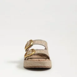 Nerissa Platform Slide Sandal Sunny Gold Faux Raffia