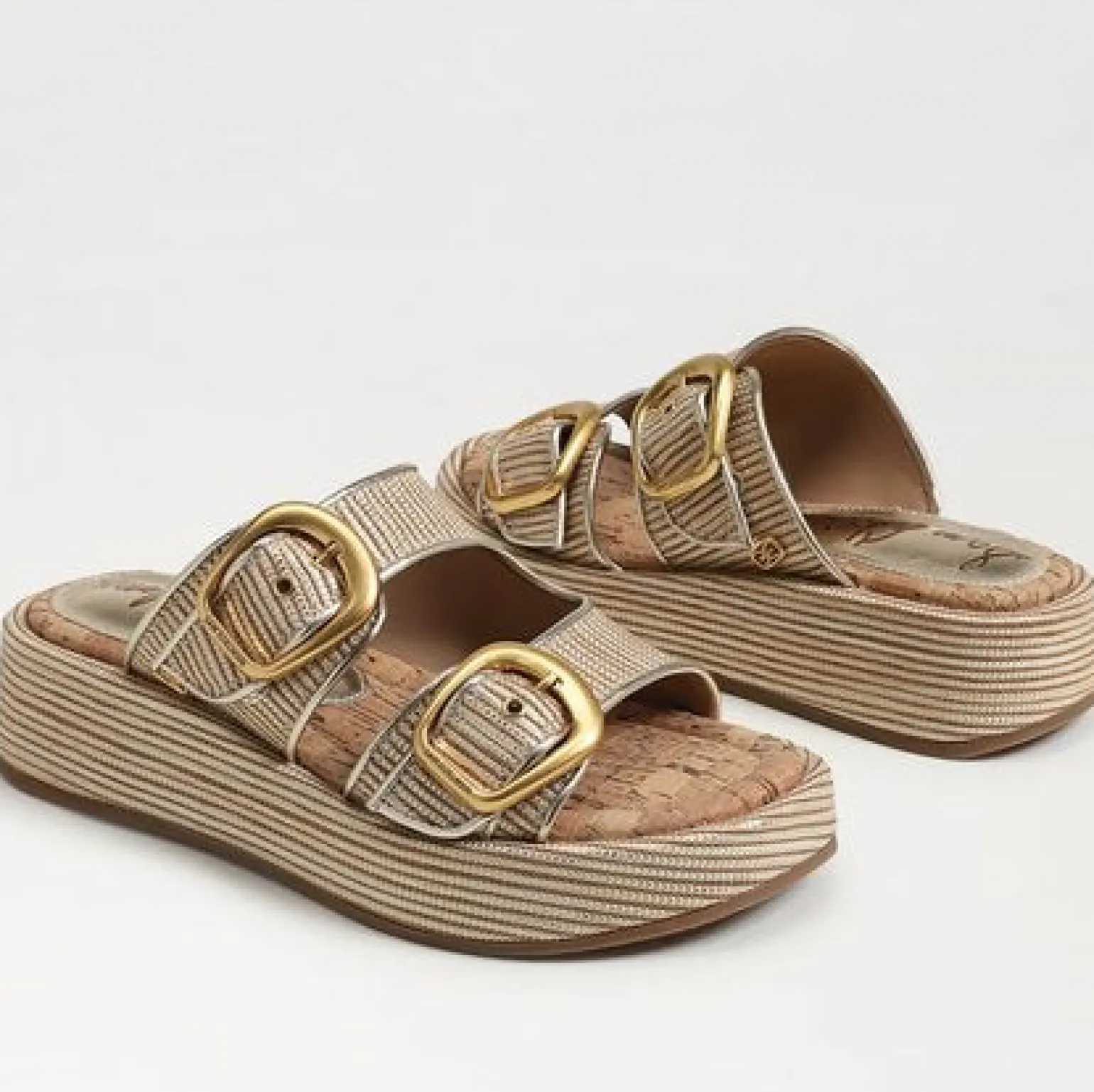 Nerissa Platform Slide Sandal Sunny Gold Faux Raffia