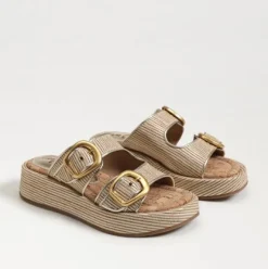 Nerissa Platform Slide Sandal Sunny Gold Faux Raffia