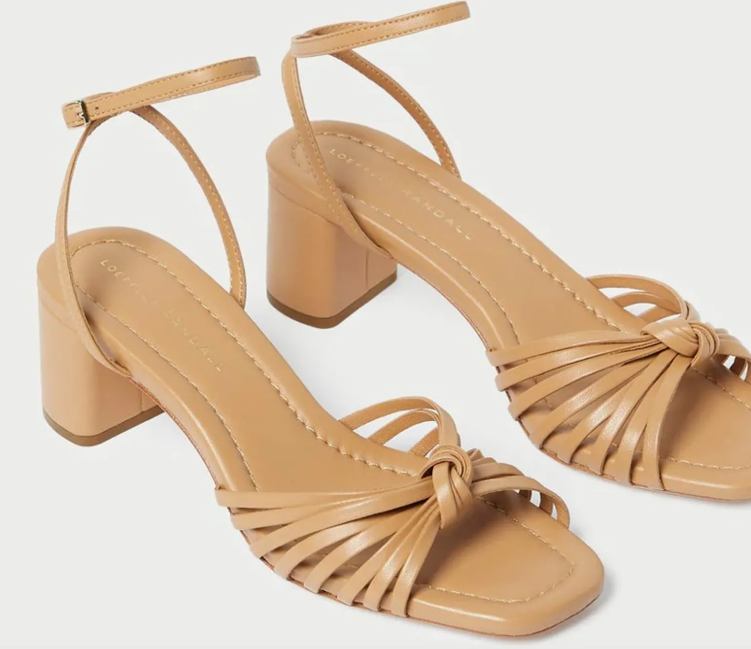 Olivia Leather Knot Mid Heel Sandal Dune