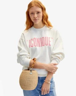 Oversized Sweatshirt Oyster White w/ Peony Iconique