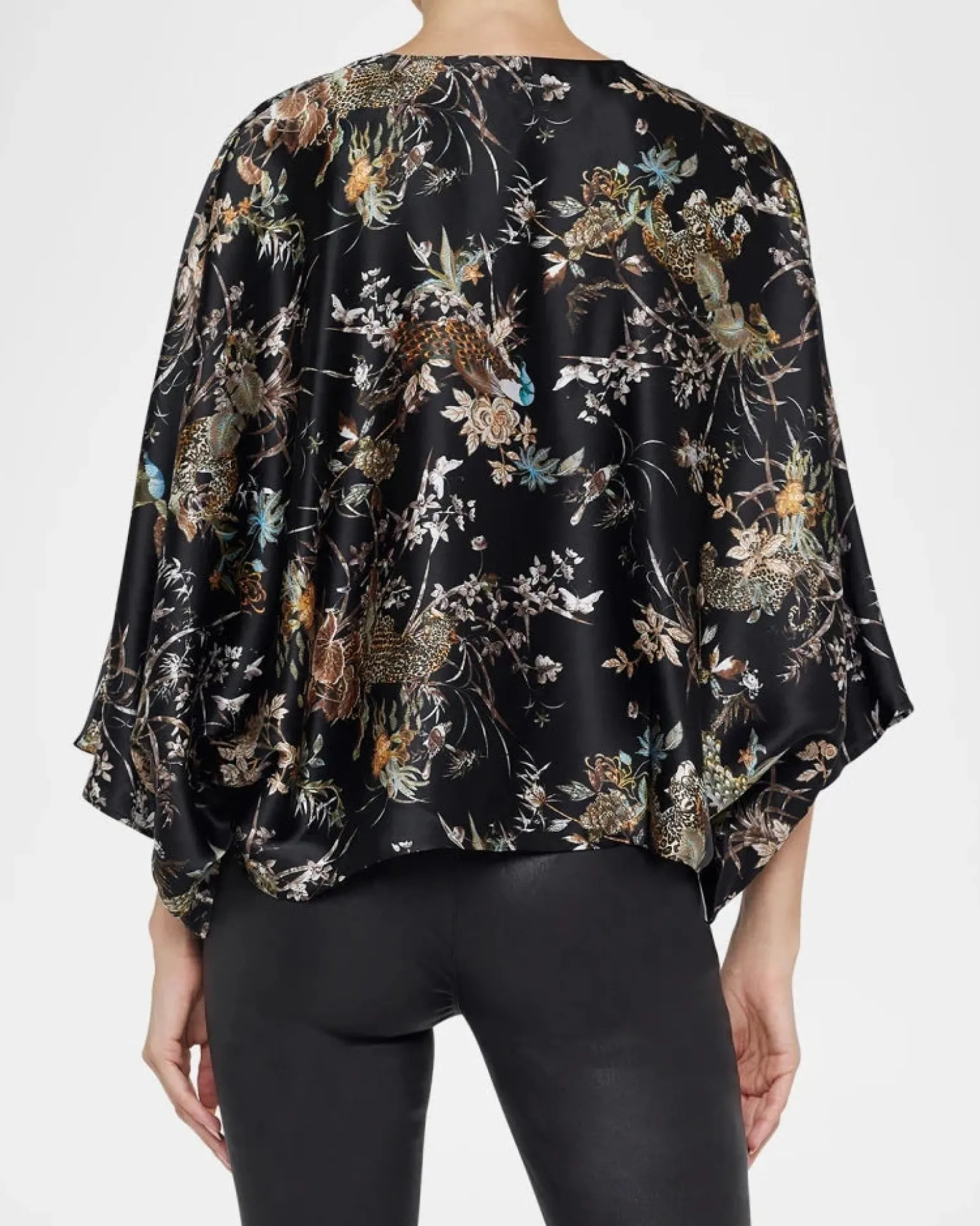 Parma Kimono Sleeve Blouse Black Multi Tapestry Jungle