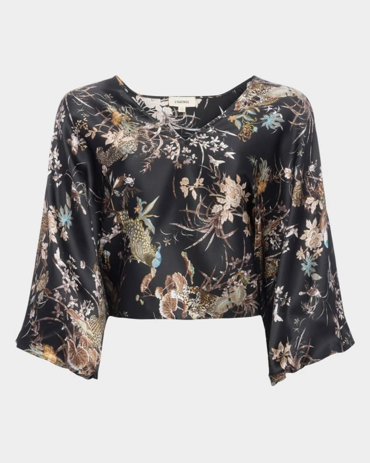 Parma Kimono Sleeve Blouse Black Multi Tapestry Jungle