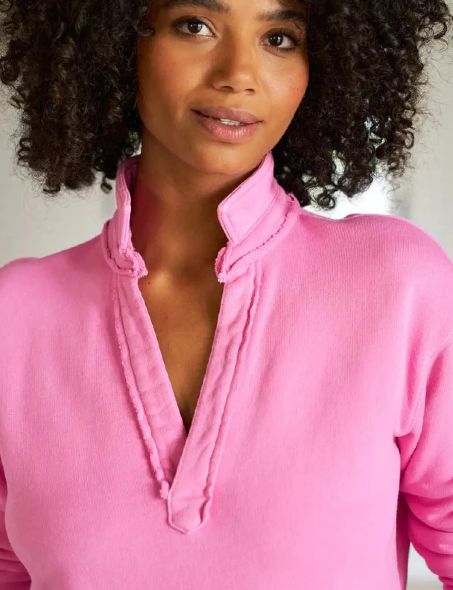 Patrick Popover Fleece Henley Pink Lemonade