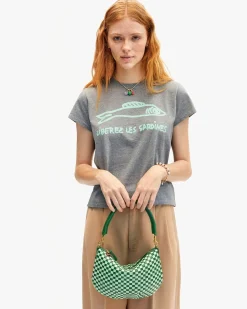 Petite Moyen Messenger Woven Checker Fern/Mist