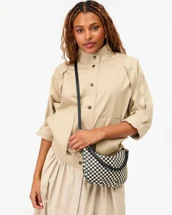 Petit Moyen Messenger Woven Checker Black/Cream