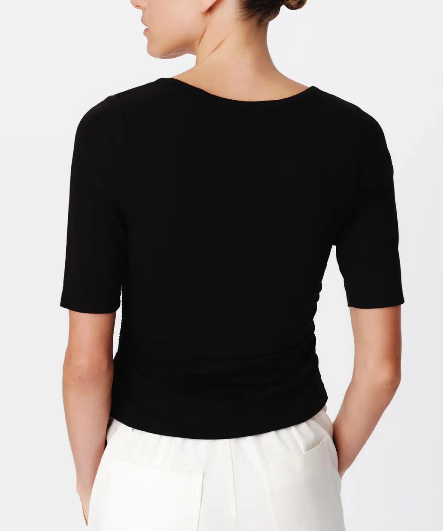 Pima Cotton Elbow Sleeve Tee Black