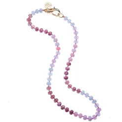 Pink Ombre Carved Stone Beaded Necklace