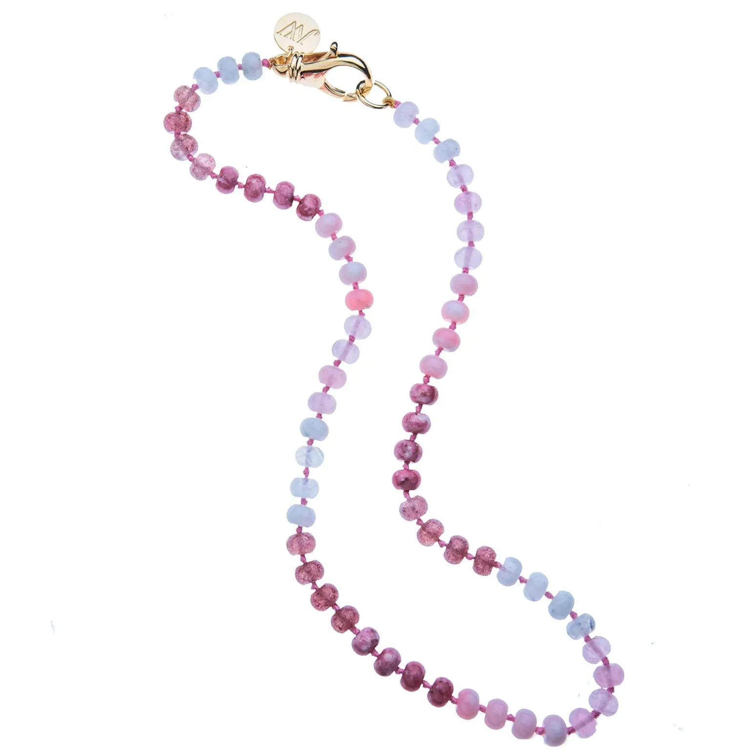 Pink Ombre Carved Stone Beaded Necklace