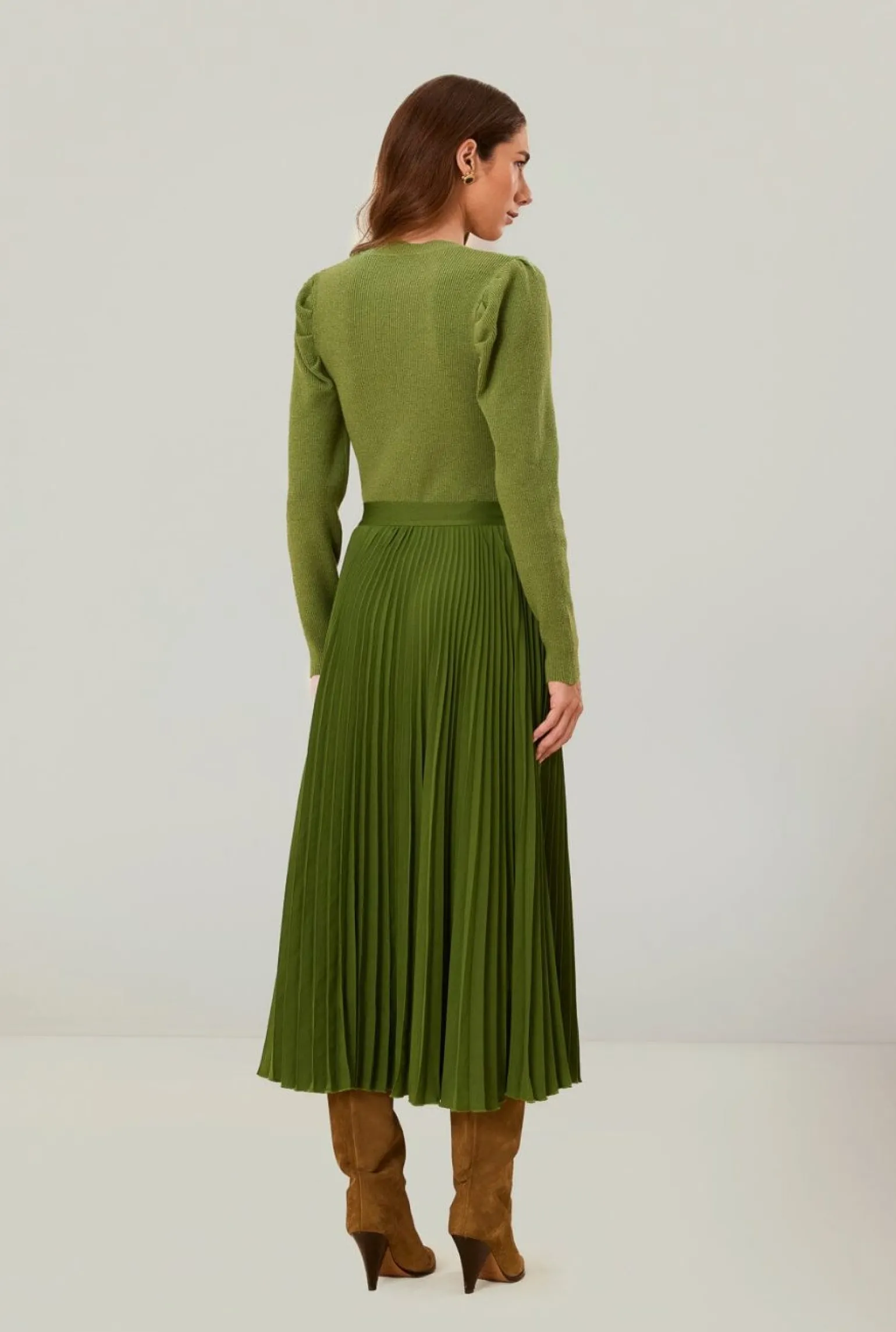 Pleated Maxi Skirt Green