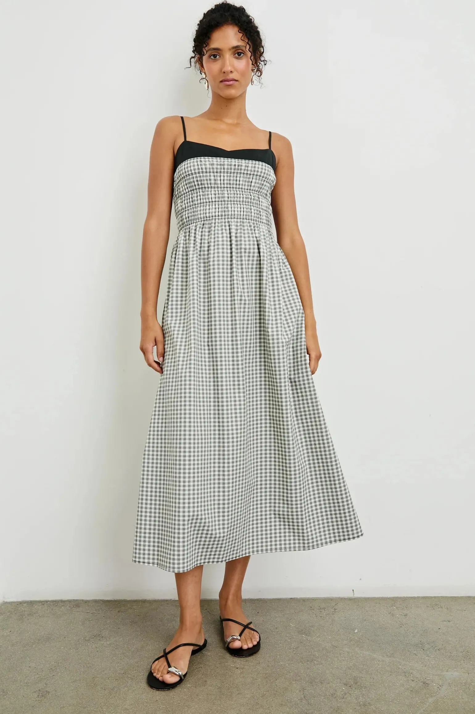 Primrose Dress Ivory Jet Gingam
