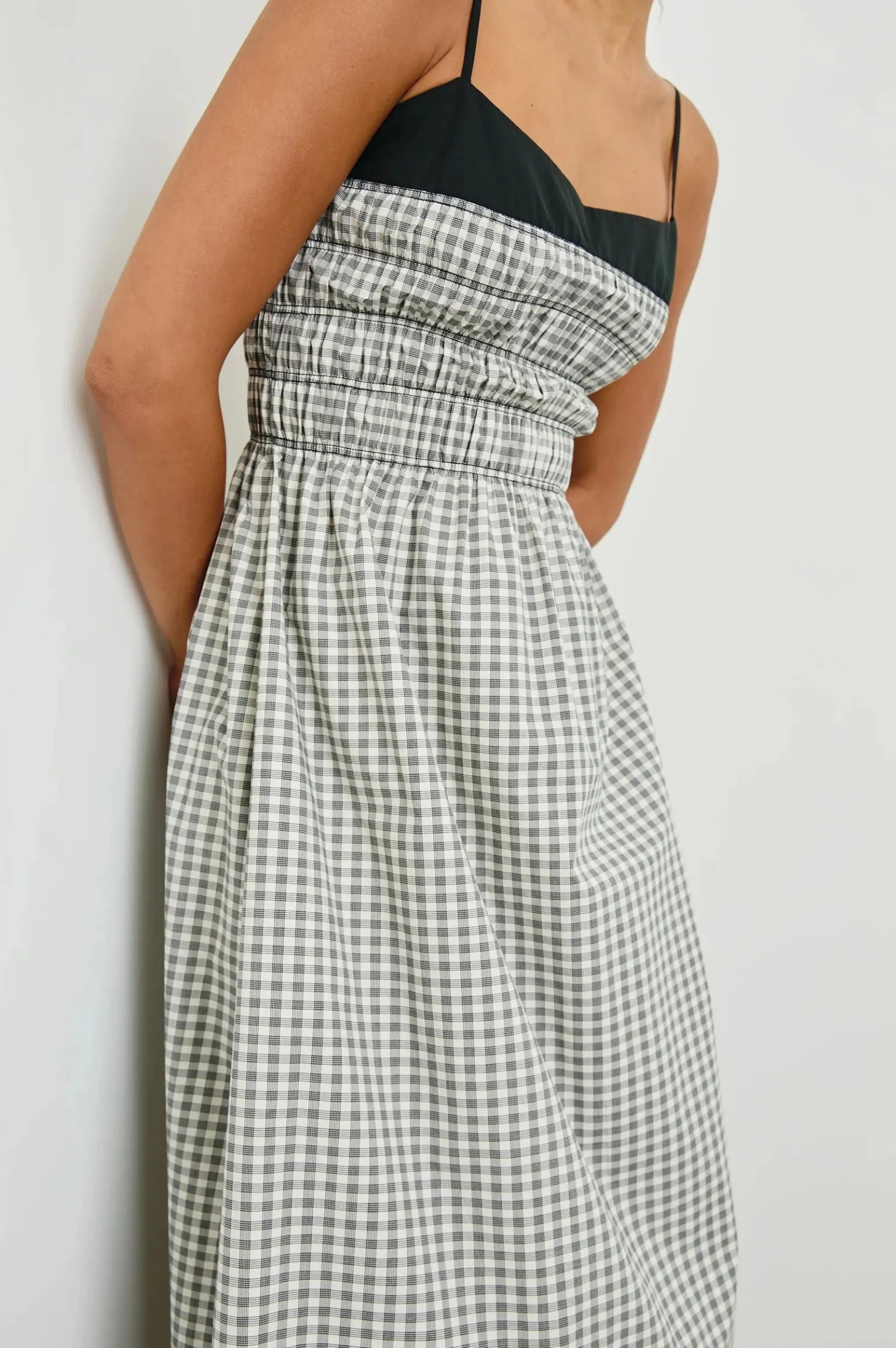 Primrose Dress Ivory Jet Gingam