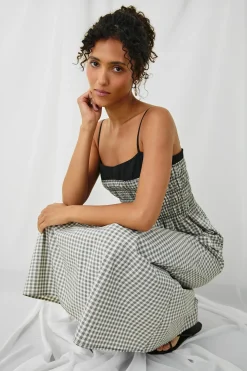 Primrose Dress Ivory Jet Gingam