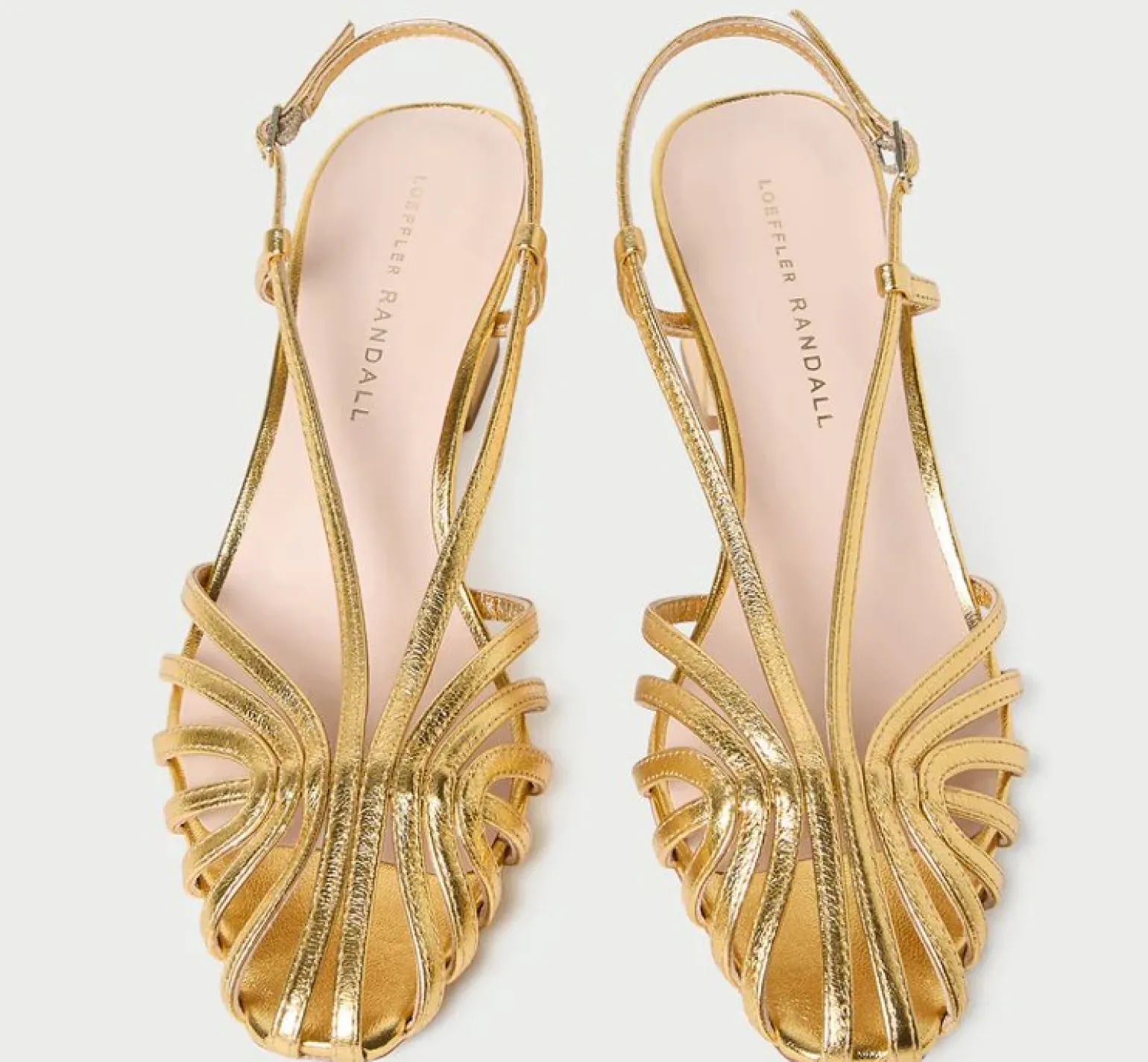 Priscilla Lattice Slingback Mid Heel Sandal Gold