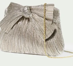 Rayne Pleated Bow Clutch Champagne