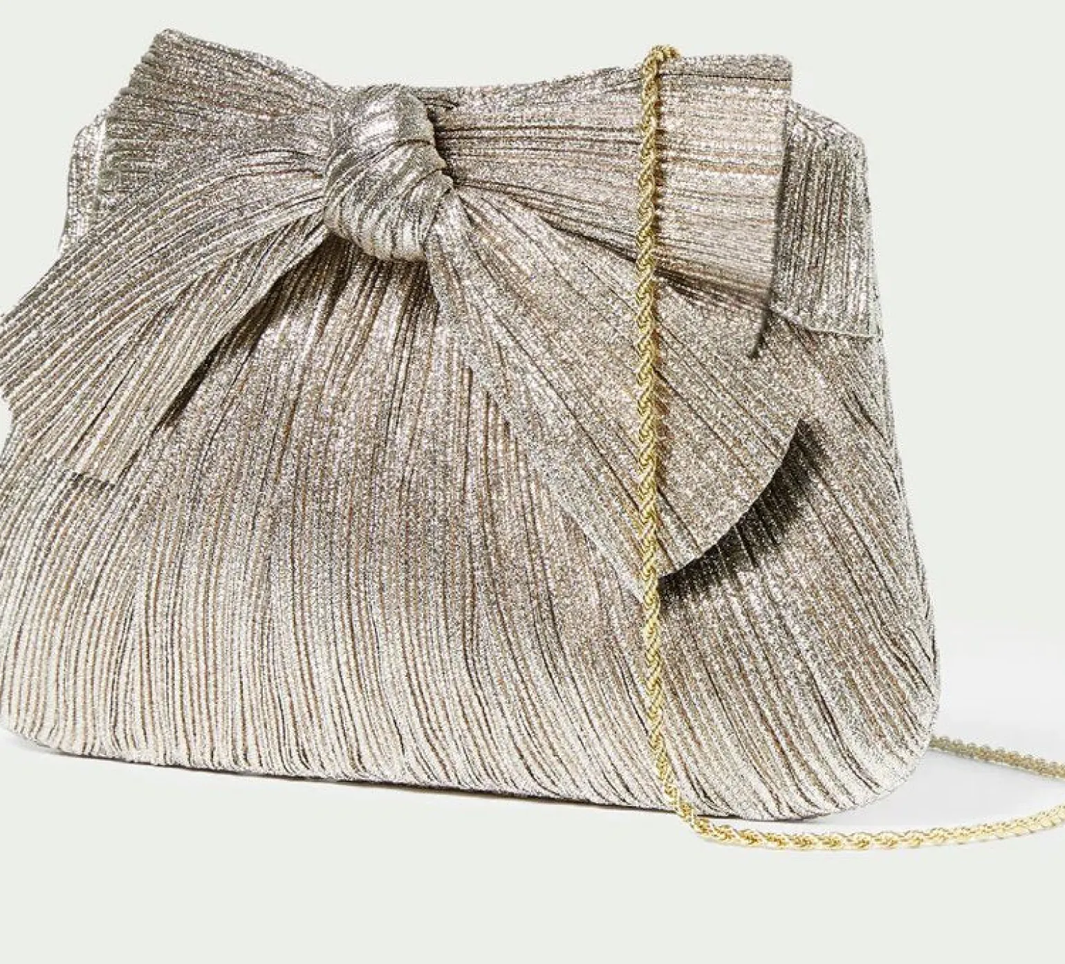 Rayne Pleated Bow Clutch Champagne
