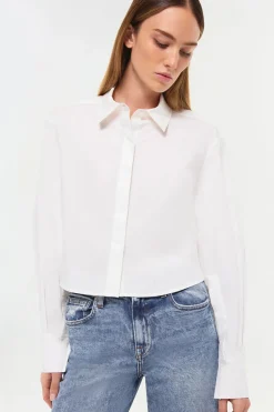 Renata Cropped Button Down Shirt White