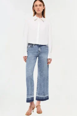 Renata Cropped Button Down Shirt White