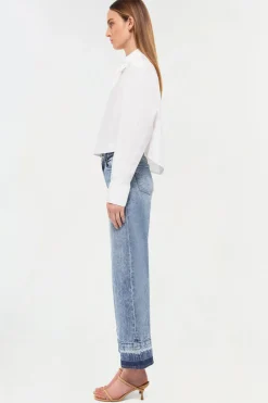 Renata Cropped Button Down Shirt White