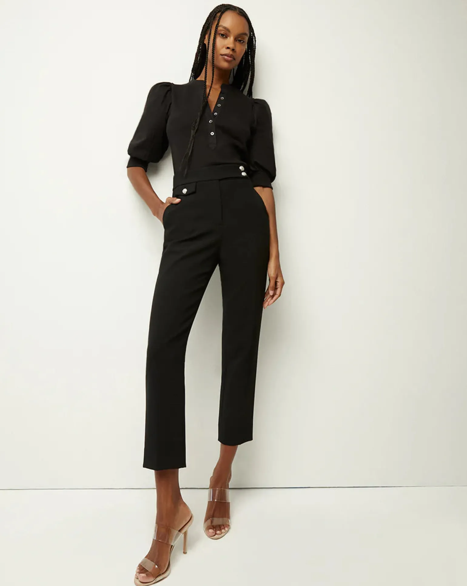 Renzo Pant Black with Silver Buttons