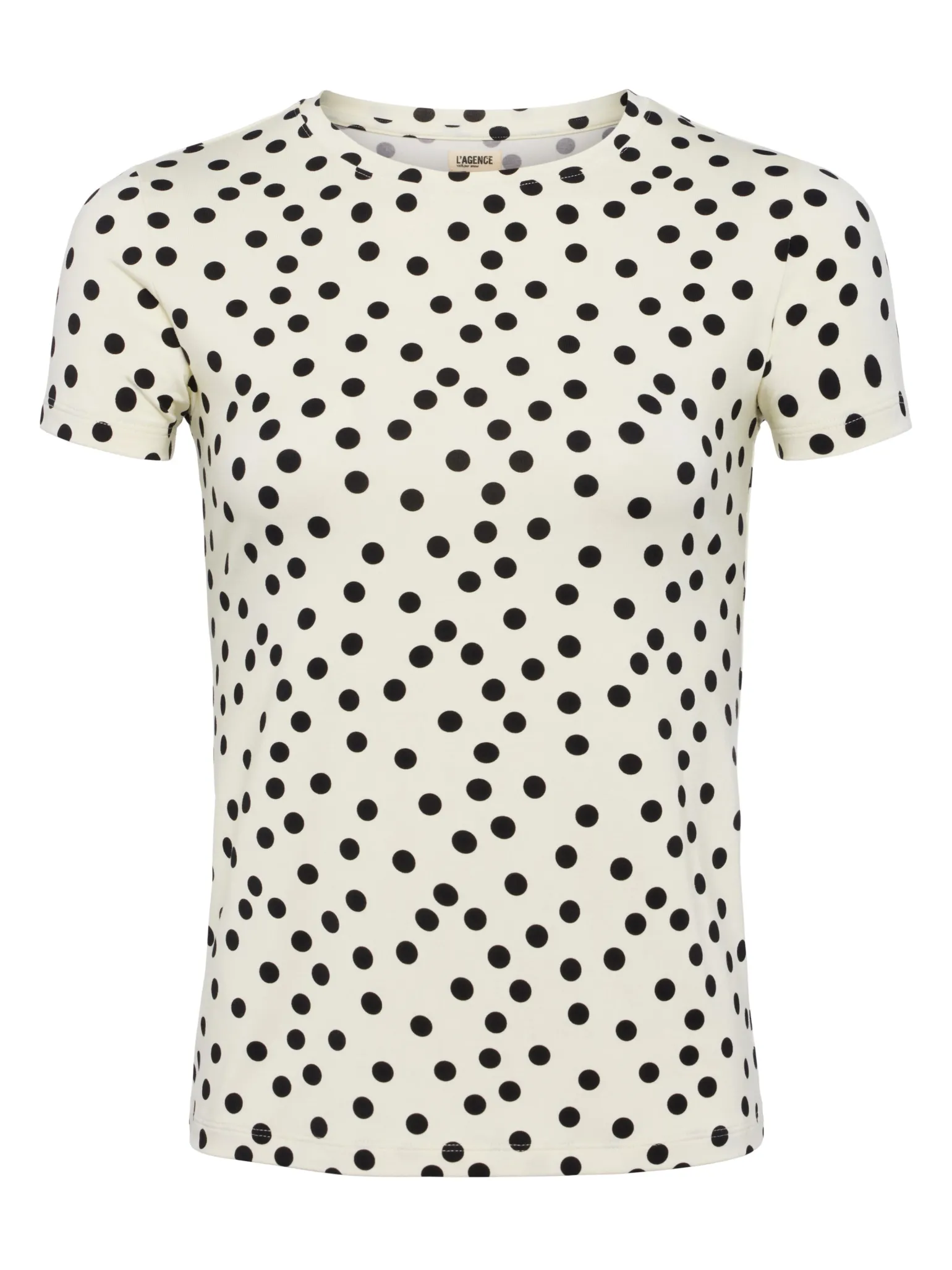 Ressi Short Sleeve Crew Ecru/Black Polka Dot