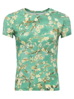 Ressi Short Sleeve Crew Teal Cherry Blossom