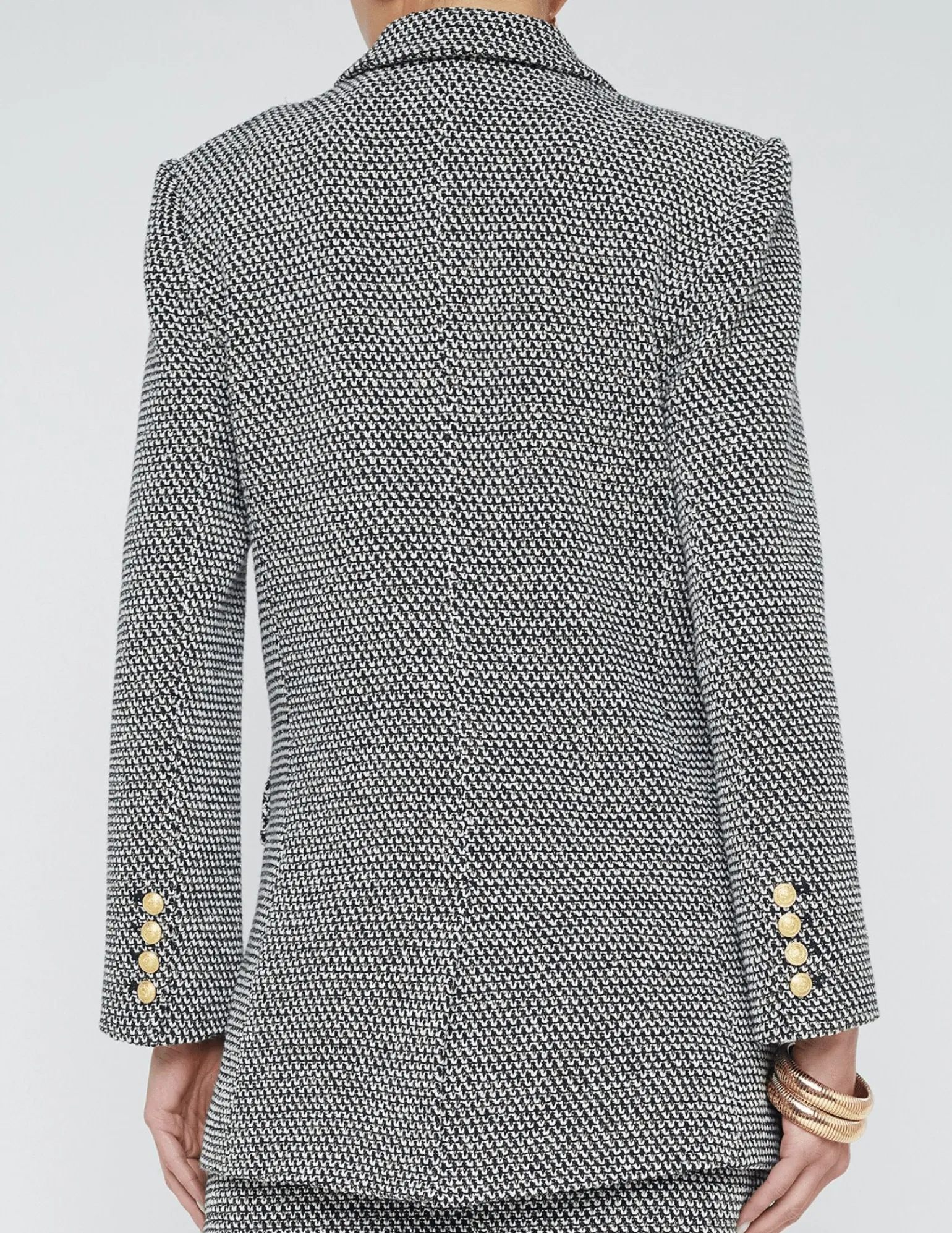 Riva Knit Double Breasted Blazer Black/Ivory/Gold
