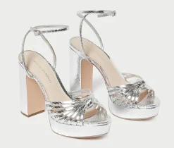 Rivka Leather Knot Platform Sandal Silver
