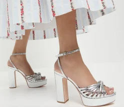 Rivka Leather Knot Platform Sandal Silver