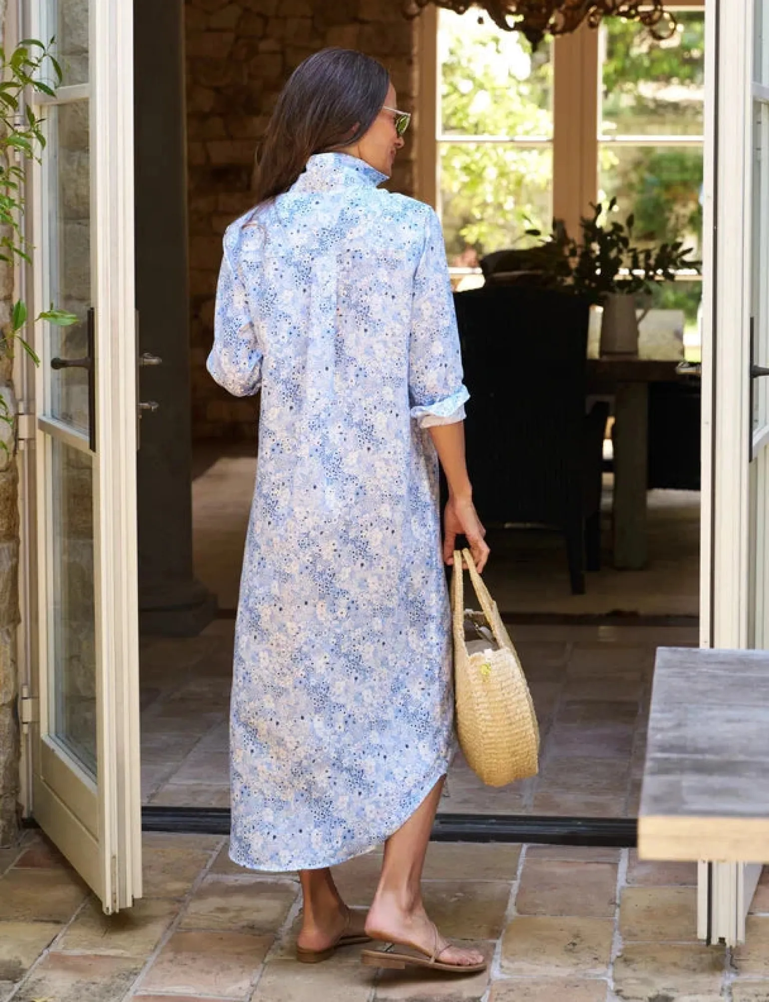 Rory Maxi Shirtdress Blue Floral