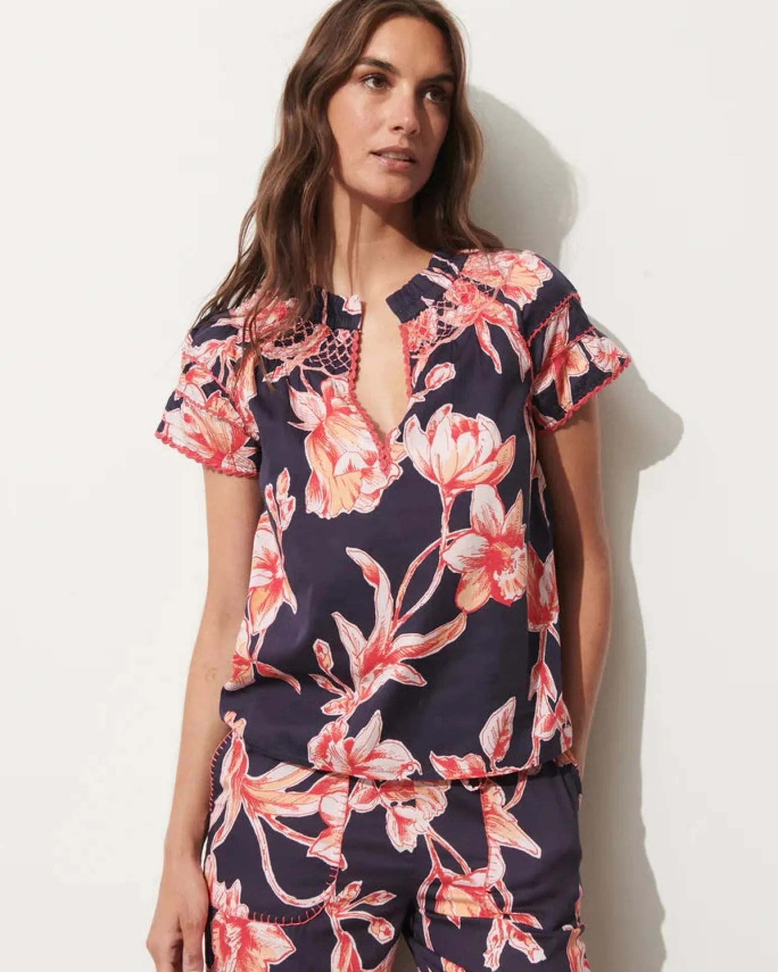Rosie Top Floral Sketch Royal Dusk