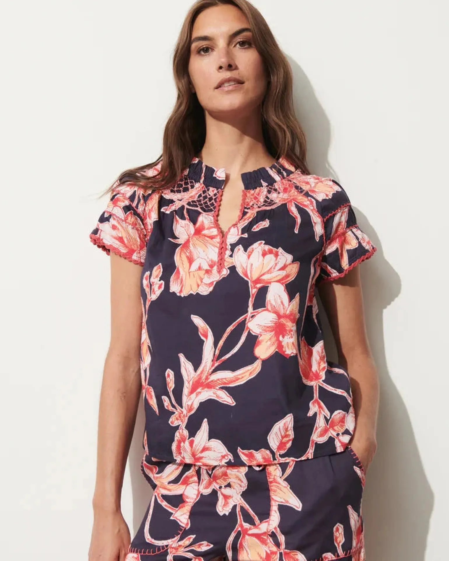 Rosie Top Floral Sketch Royal Dusk