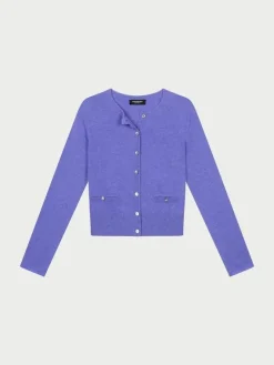 Round Neck Buttoned Cashmere Cardigan Iris