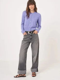 Round Neck Buttoned Cashmere Cardigan Iris