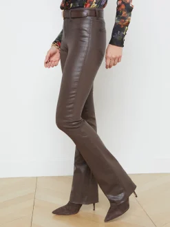 Ruth High Rise Straight Raw Hem Espresso Coated