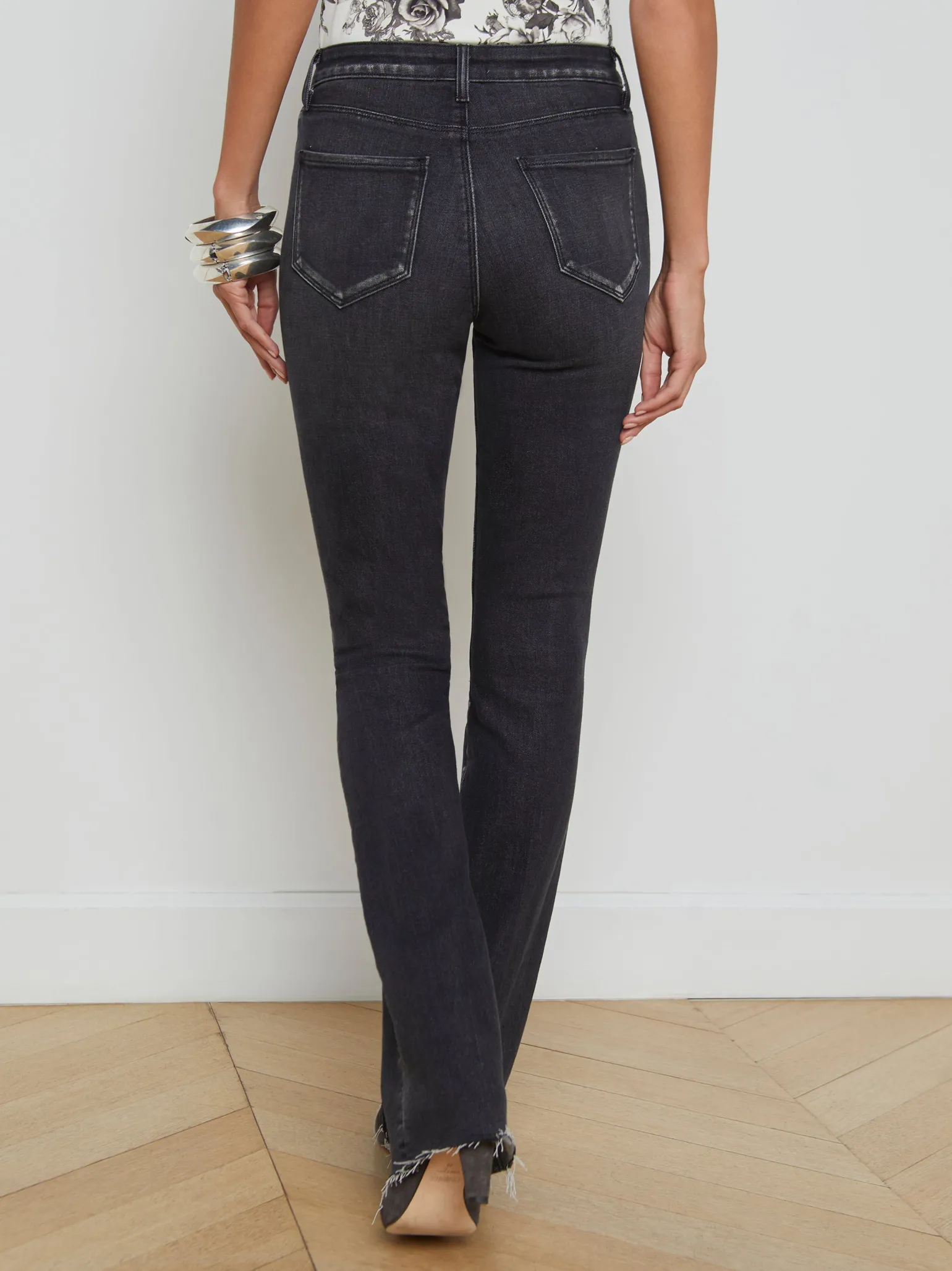 Ruth High Rise Straight Raw Obsidian